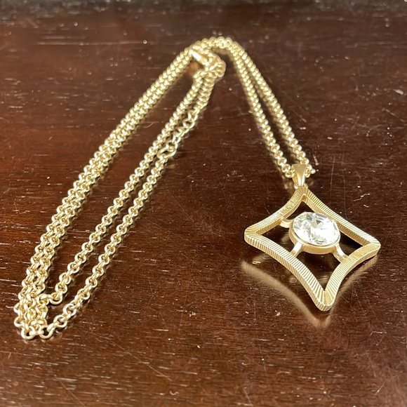 WHBM crystal and gold colored diamond shaped necklace - Picture 2 of 2